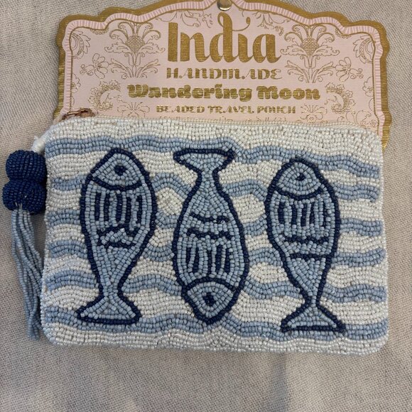 Wandering Moon Viral Sardines Beaded Bag - Blue and White - Picture 5 of 7